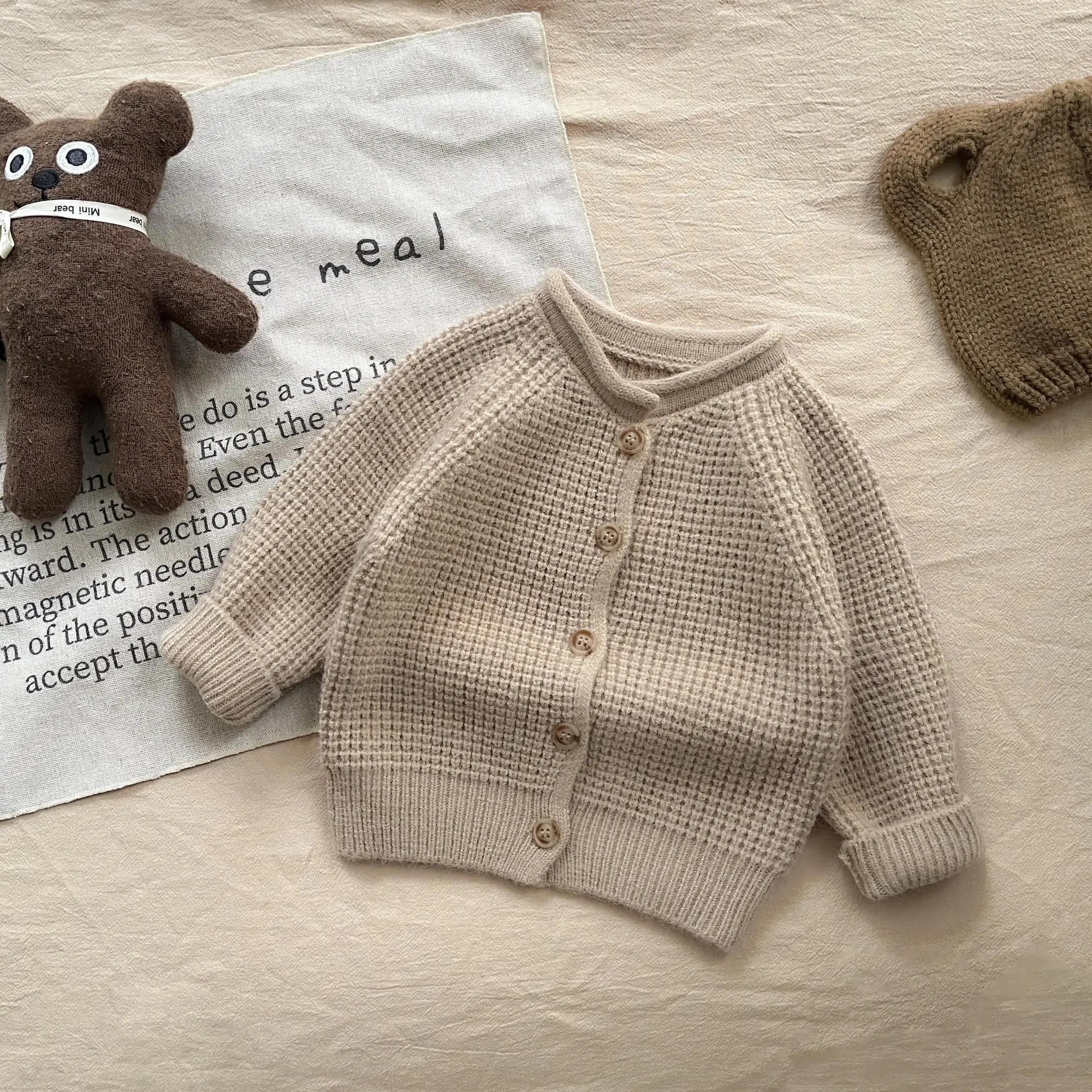 Autumn New Baby Long Sleeve Sweater Coat Solid Infant Girl Knitted Cardigan Cotton Boys Warm Jacket Toddler Casual Knitwear
