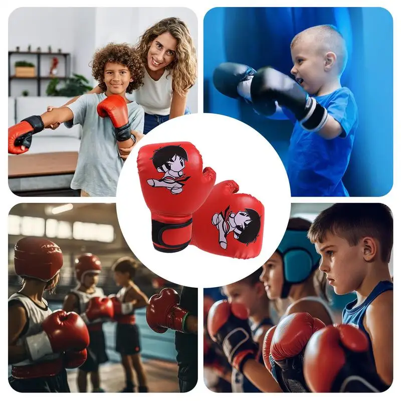 Kids Punching Gloves Cute PU Leather Sparring Gloves Sparring Gear For Kids Home Gym Training Device For Muay Thai MMA