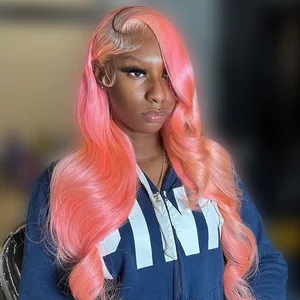 13X6 Transparent Lace Frontal Wigs Light  Pink Body Wave  13X4 Lace Front Wig 250 Density 613 Colored Human Hair Wigs For Women