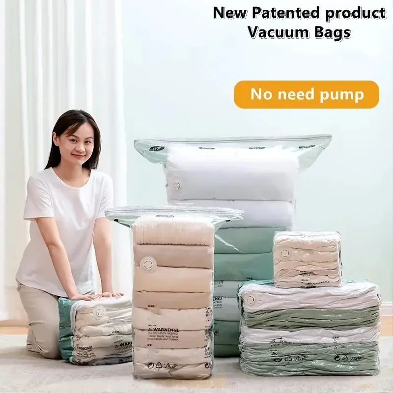 1pc No Need Pump Vacuum Bags Plastic Storage Bags for Storing Clothes Blankets Compression Empty Bag Travel Accessories vacuum storage bags
