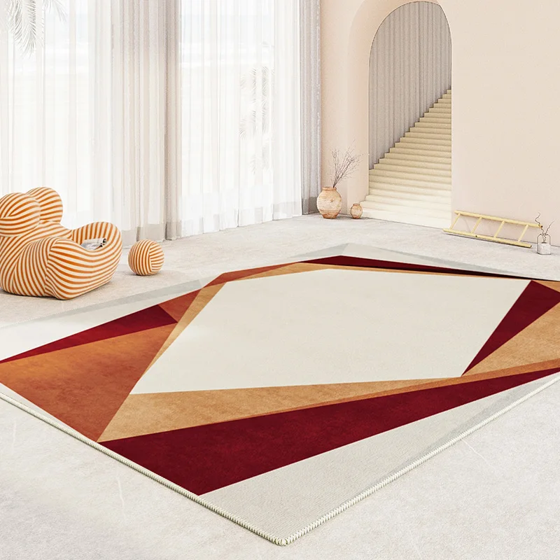 ModernLightLuxuryOrangeCarpetLivingRoomCoffeeTableBedroom