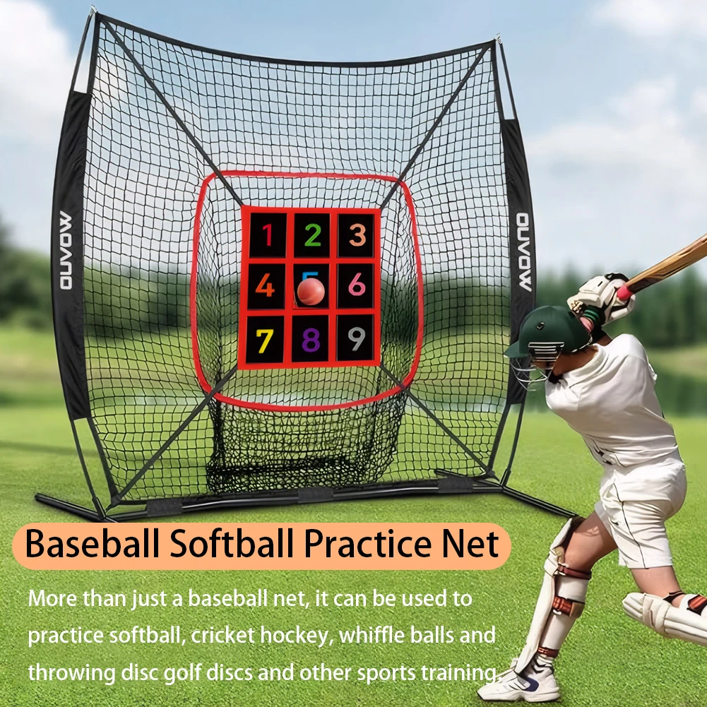 Portable Baseball and Softball Practice Net with Adjustable Strike Zone for Hitting, Pitching, and Catching