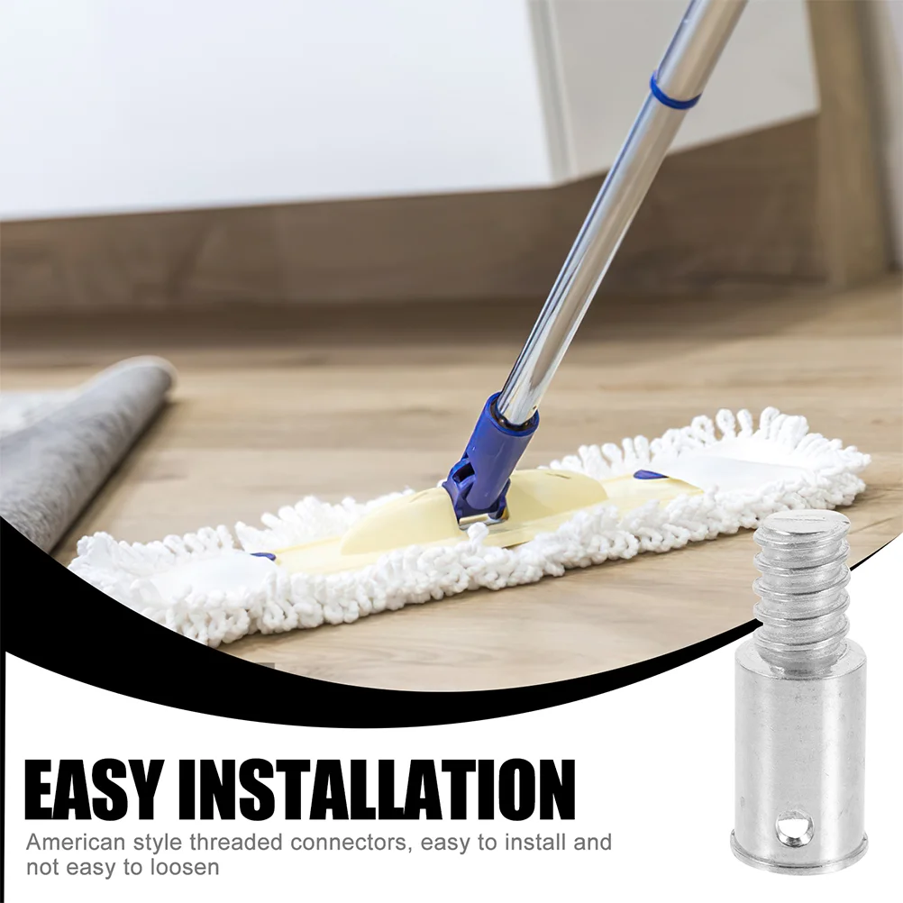 2 Pcs Threaded Tip Repair Kit Push Broom Handle Mop Tips For Metal Poles Heads Telescopic End Extension Rod Replacement 2