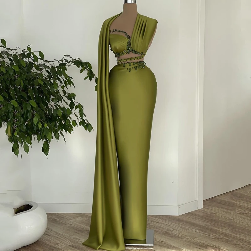 

Thinyfull Sexy Prom Evening Dresses Beadings One Shoulder Floor Length Party Dress Sleeveless Mermaid Cocktail Gowns Plus Size