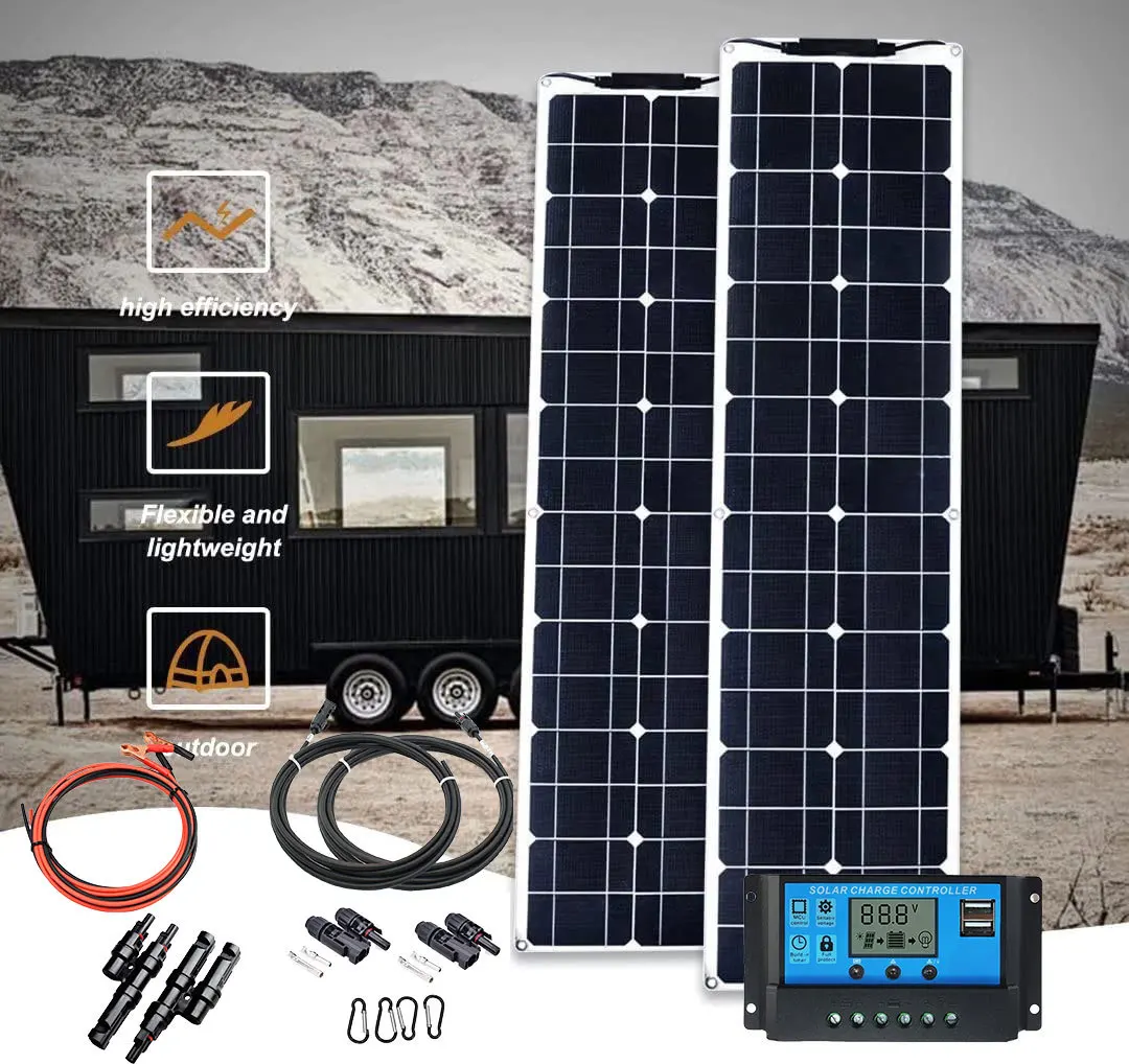 Monocrystalline-50W-solar-panel-double-pack-for-RVs-and-ships-100W-set ...