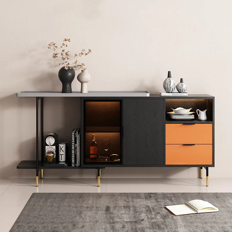 

Light Luxury Retractable Sideboard Cabinet Wall Living Room Small Apartment Modern Simple Wine Cabinet Locker Integrated