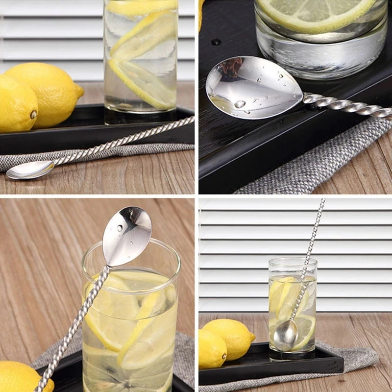 Cocktail Spoon Cocktail Stir Sticks Stainless Steel Cocktail Strainer Tool Set