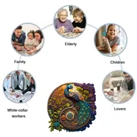 Round Peacock Wooden Jigsaw Puzzle Irregular Animal Shaped Wooden Puzzle Adult Puzzle Toys Festival Gift For Friends and Family 4