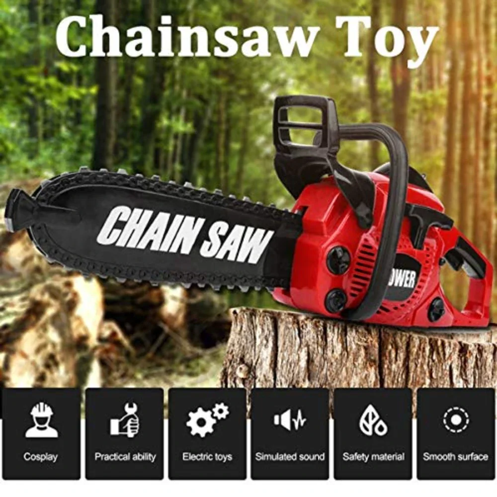 WizKidz Toy Chainsaw for Kids Electric Pretend Play Set with Rotating Chain & Realistic Sounds Outdoor Preschool Tool Toy Gift 4