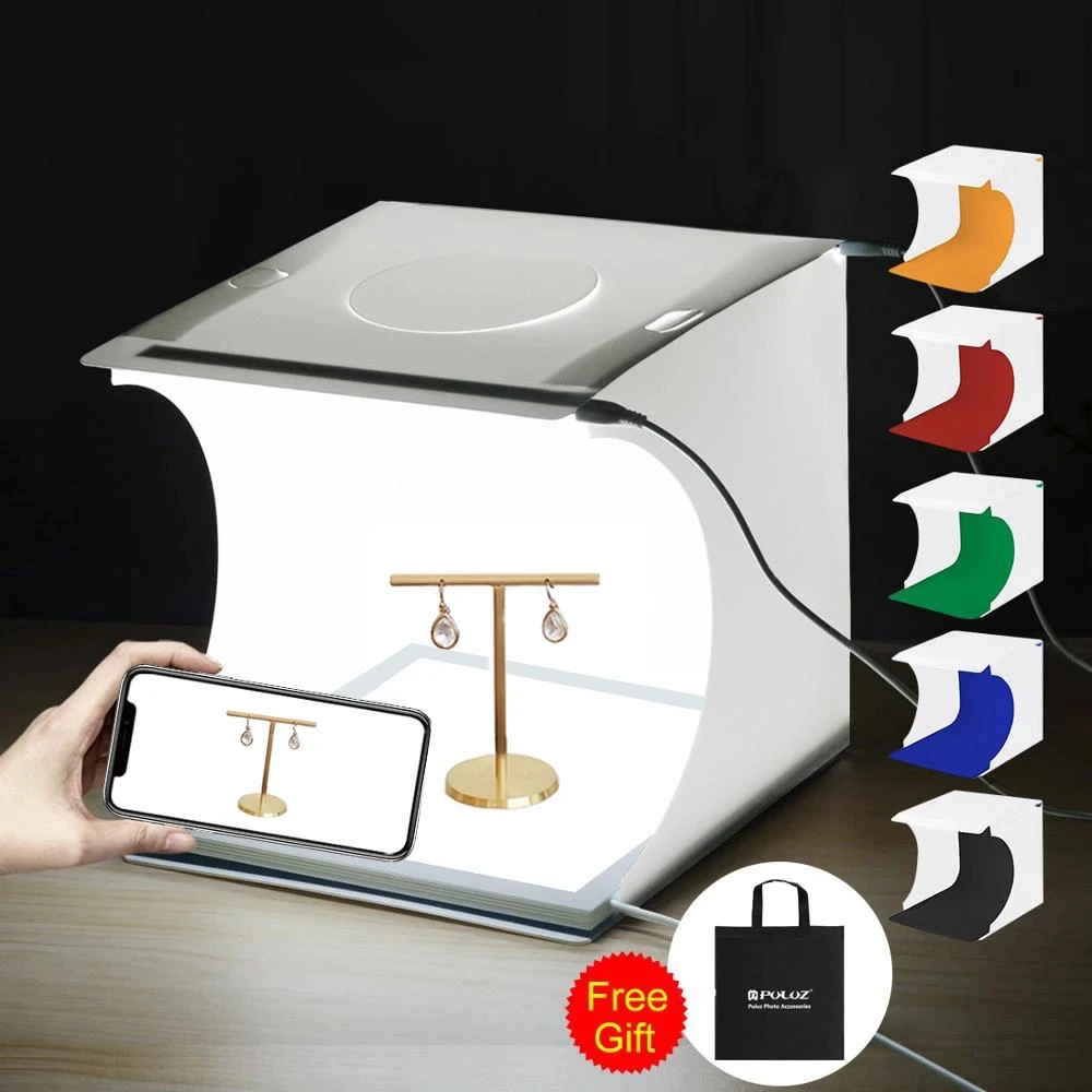 Puluz Mini 22.5 Led Photography Shadowless Bottom Light Lamp Panel Pad + 2Led Panels 20Cm Lightbox Photo Studio Shooting Tent Box