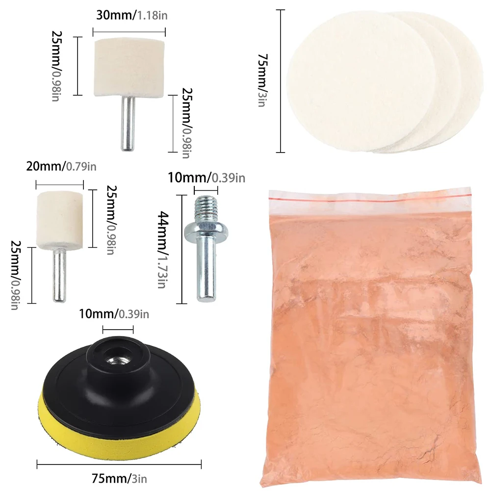 8pcs Car Windshield Glass Scratch Remover Cerium Oxide Powder Glass Polishing Kit For Polishing Blemishes Scuffs Scratches 3