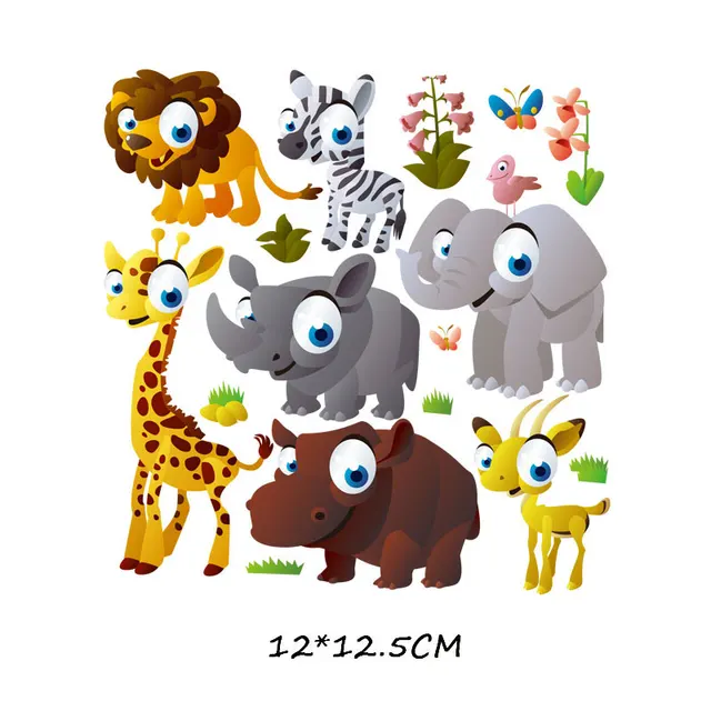 Cartoon Animal Patch Set Iron on Transfer Cute Unicorn Cat Owl Dog Flower Patches for Kids Girl Clothing T-shirt DIY Heat Press 775