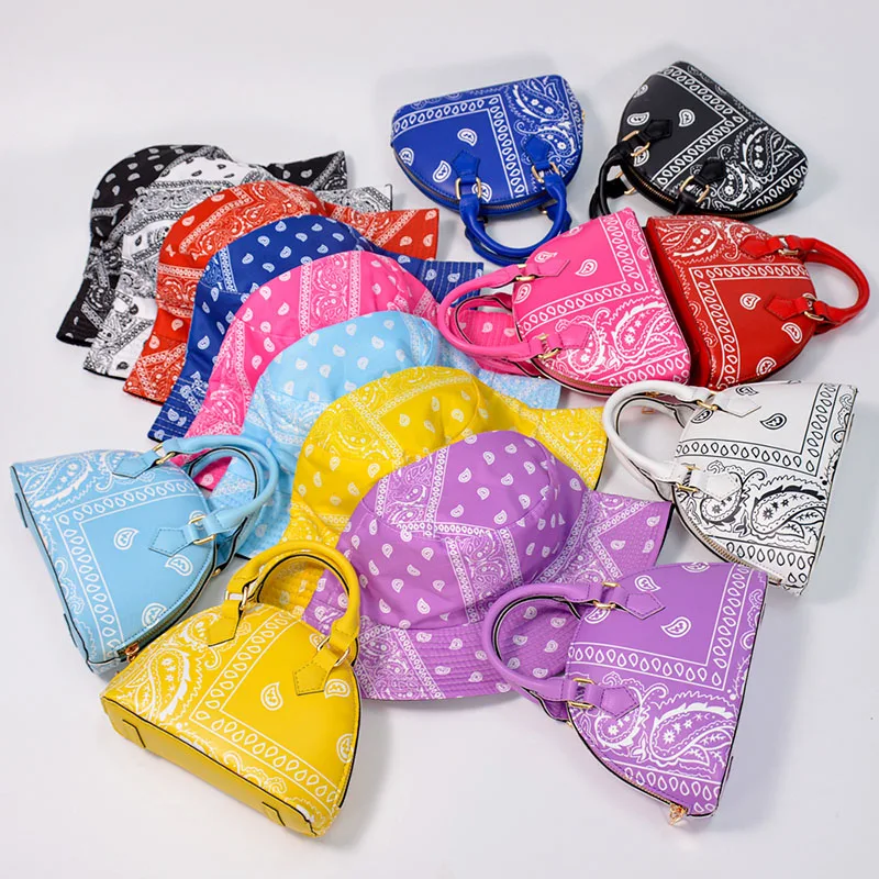 Bandana Bag Fashion Shopping Small Cashew Print Bucket Hat and Purse Set  Designer Cashew Bandana Purse And Handbag For Women - AliExpress