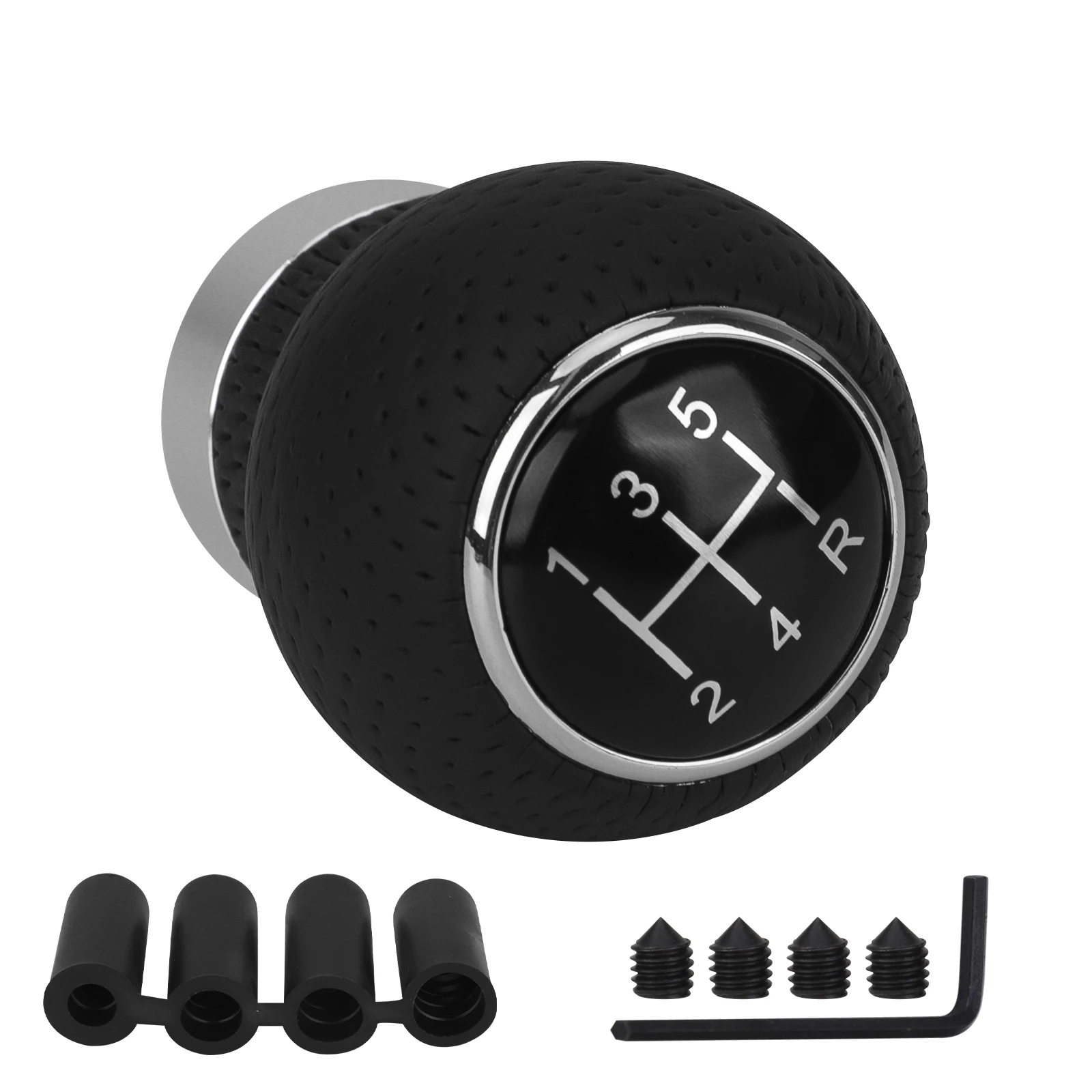 Universal 5 Speed Ball Shift Knobs Leather Racing Gear Stick Lever