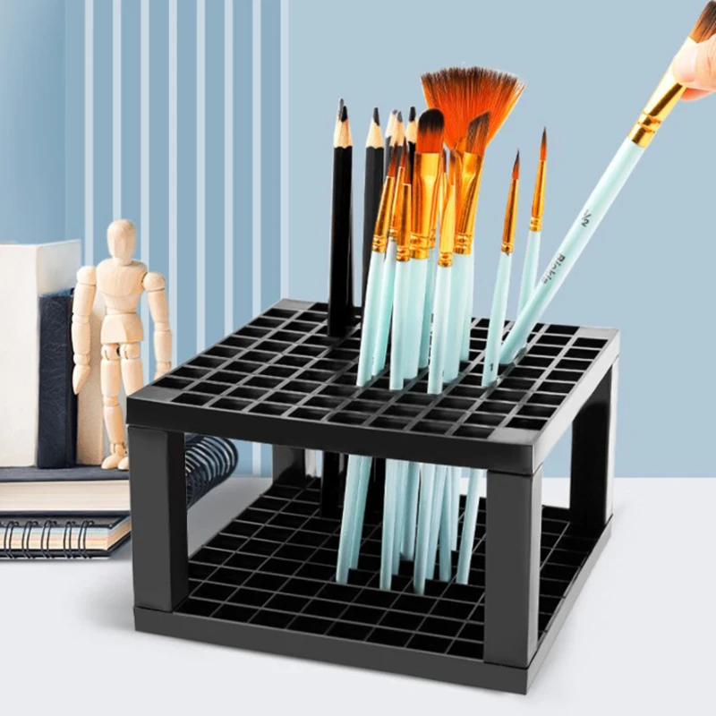 

96 Slots Large Capacity Pen Holder Square Checkerboard Pen Holder Detachable Plastic Penholder Multi-purpose Pen Holder
