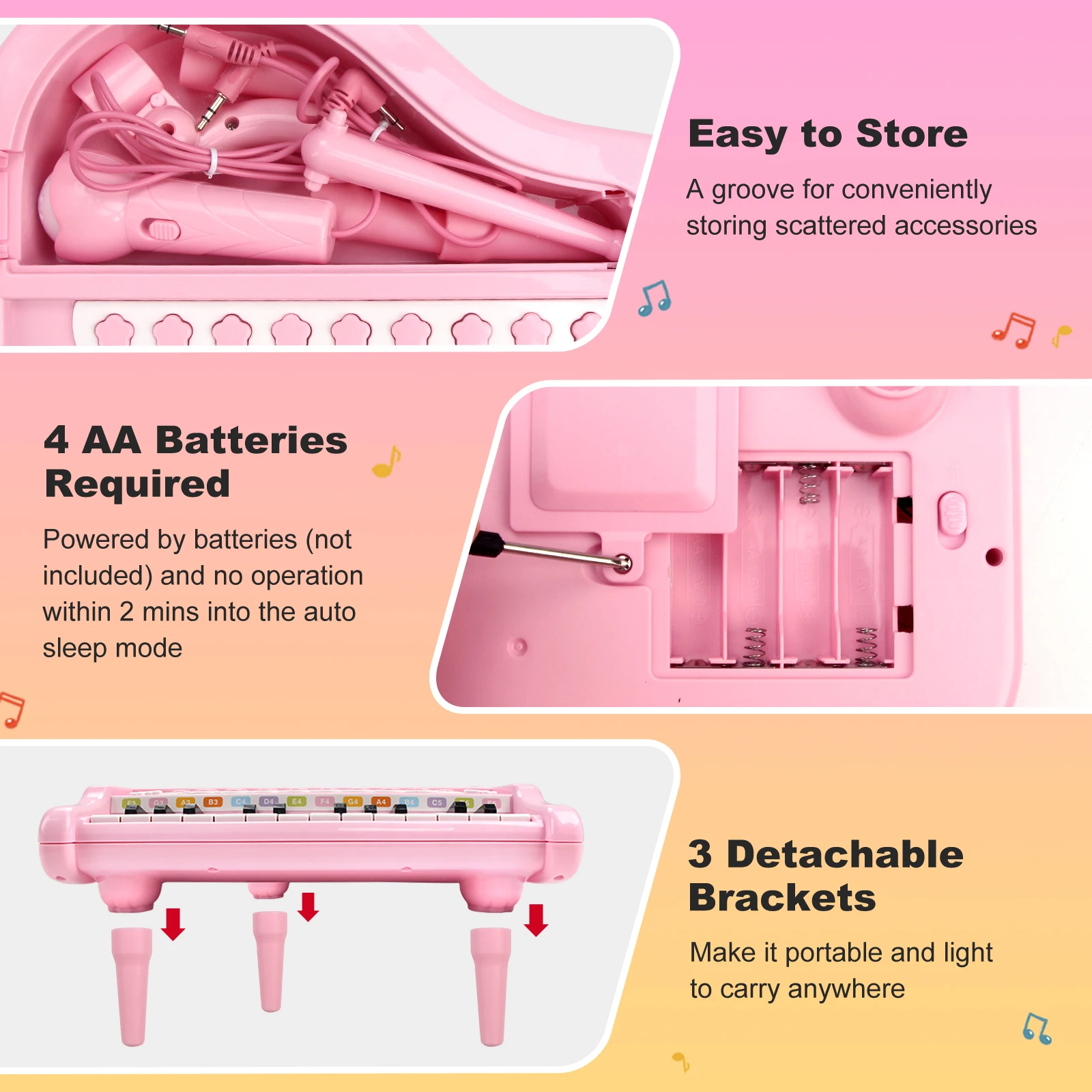 Kids Electronic Keyboard Piano Toys Kids Musical Instrument with Microphone Mini Piano Toys Educational Toys for Kids Gifts 6