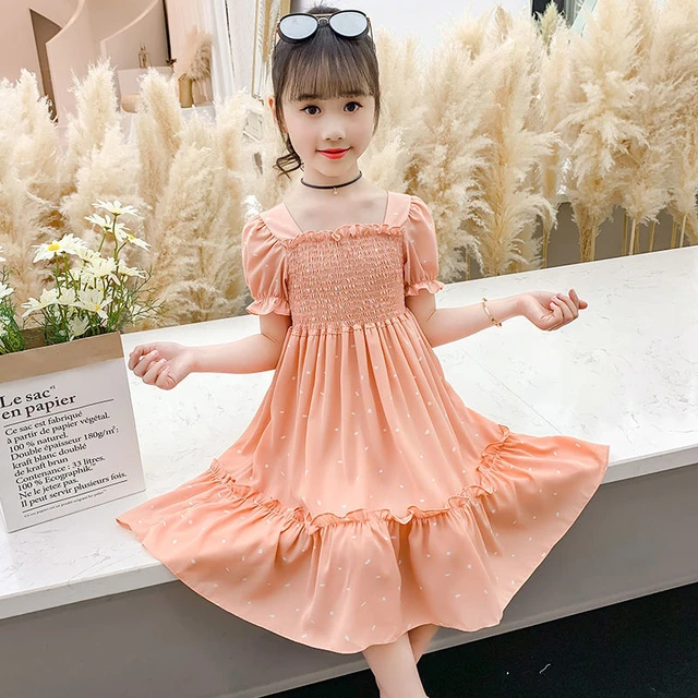 Vestido de princesa de gasa para niñas, ropa para niños, dulce y encantador, vestidos de cintura ajustada, ropa de fiesta para niños de 7 2, 3, nuevo _ - AliExpress Mobile