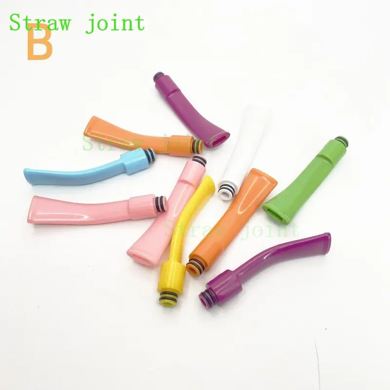 10PCS Random Color 510 Long and Straight/Long Bends Plastics Straw Joint