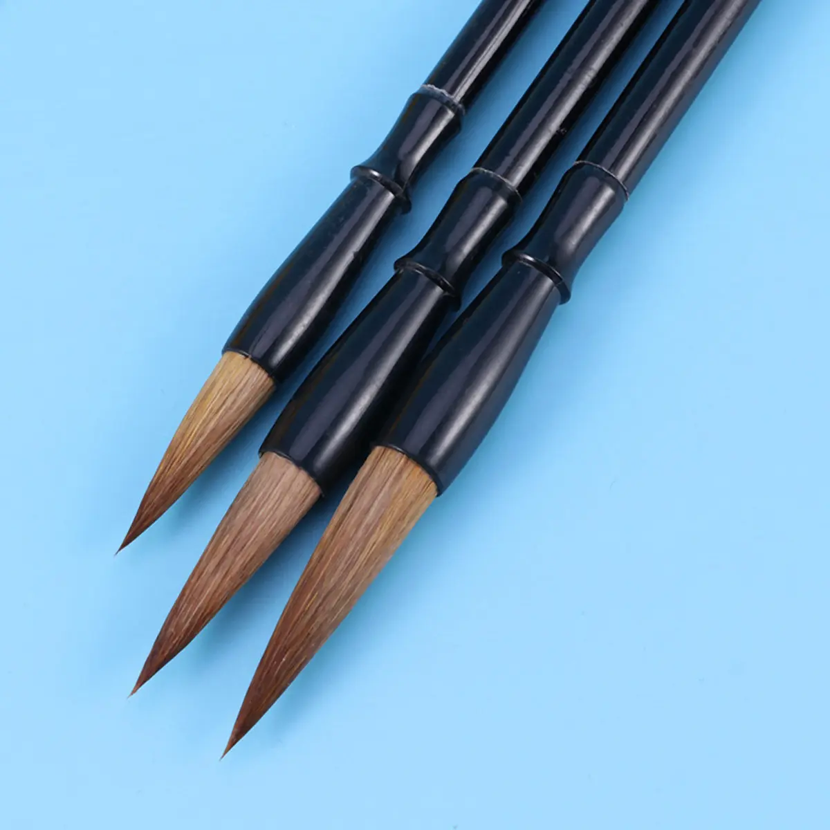 3Pcs 정통 늑대 머리 중국 서예 브러쉬 나무 손잡이 블랙 브라운 28Cm 272..