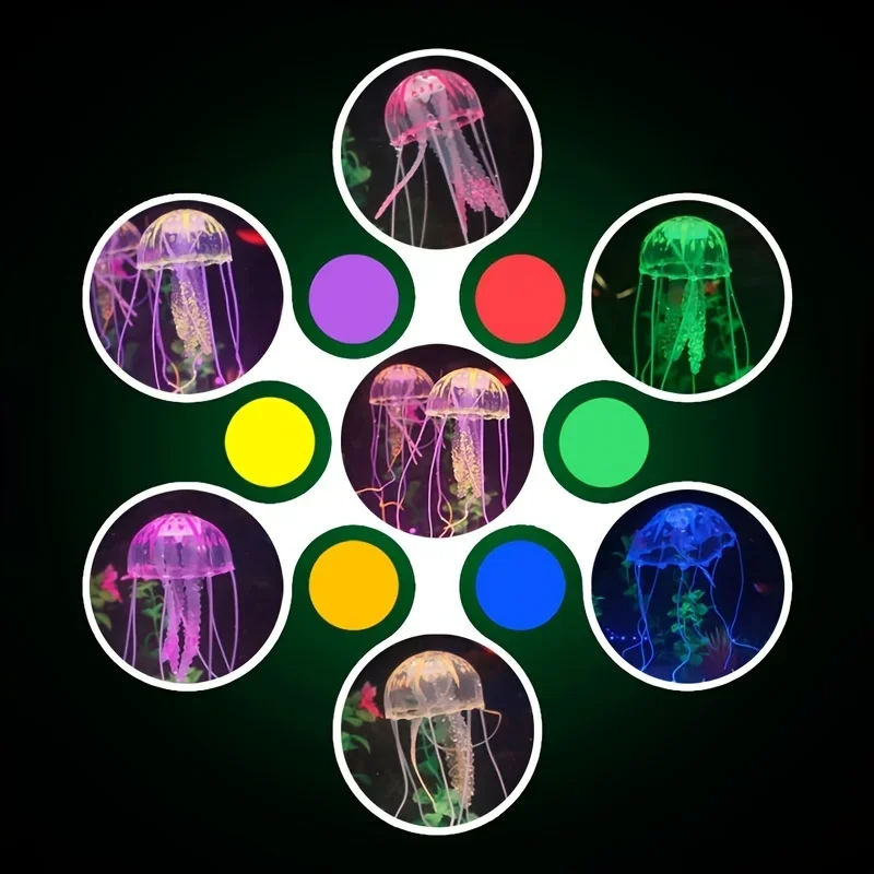 Aquarium Decoration Jellyfish for Aquarium 6pcs Fish Tank Ornament Decor multi-color Artificial Swim Glow Luminous Aquarium Underwater Decoration