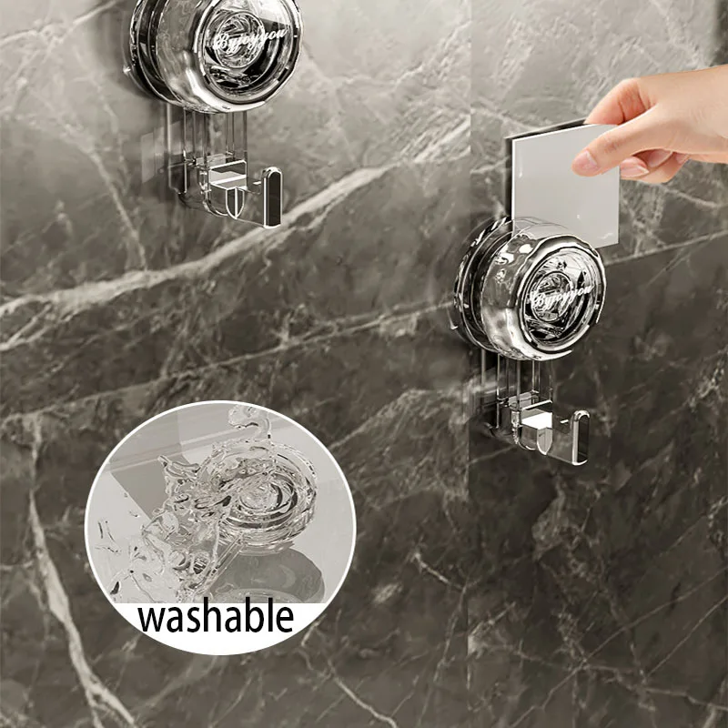 1pc Suction cup hook transparent and reusable heavy-duty vacuum suction cup hook glass Home kitchen supplies bathroom towel hook 5