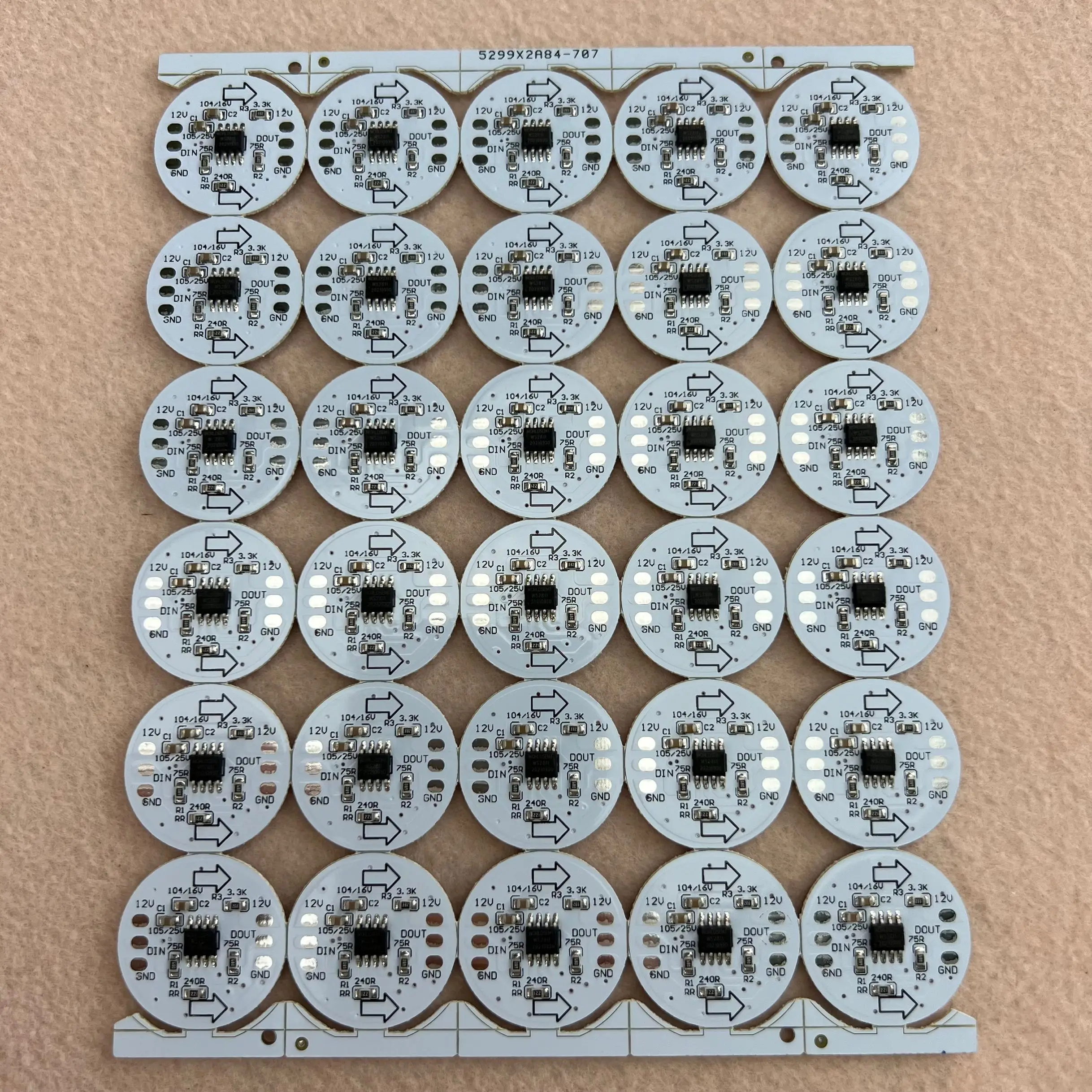 26mm diameter WS2811 PCBA with 3pcs 5050 SMD RGB LED 0.72W DC12V input