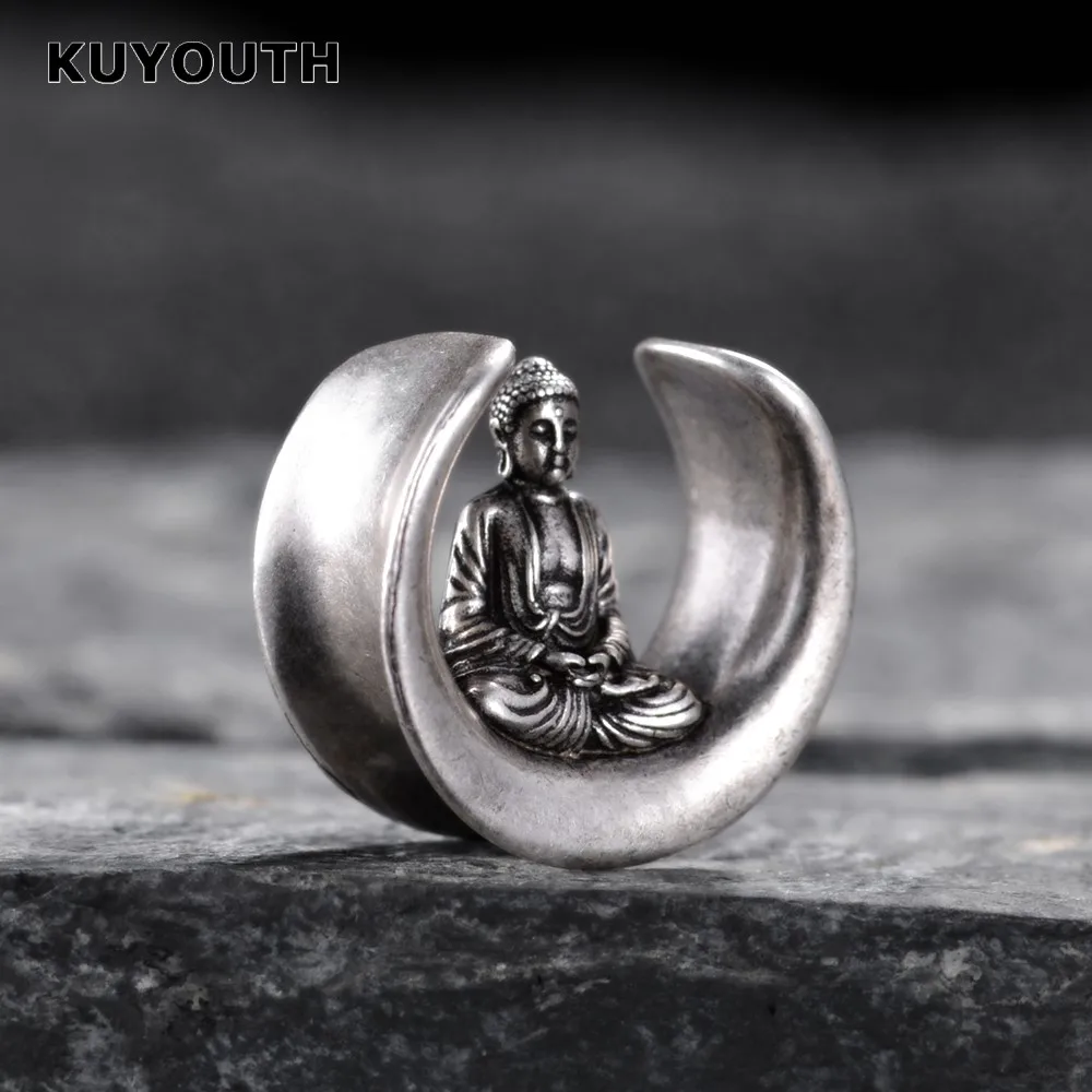 KUYOUTH Klassische Kupfer Buddha Muster Ohr Expander Ohrring Tunnel Plugs Messgeräte Piercing Körper Schmuck Bahren 8mm-25mm 2PCS – Detail 9