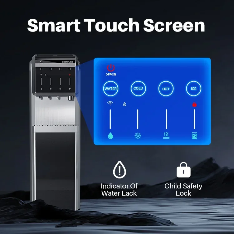 Tube Ice Maker Bottom Load Freestanding Plastic Drinking Hot and Cold Water Dispenser with Ice Maker 2