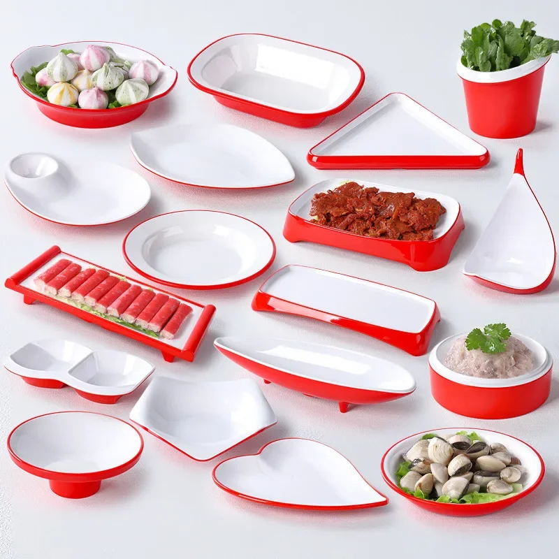 Melamine Restaurant Quality Plastic Plate Creative et Plate For Hot Pot Shop Restaurant Use Cold Dish Serving Plates