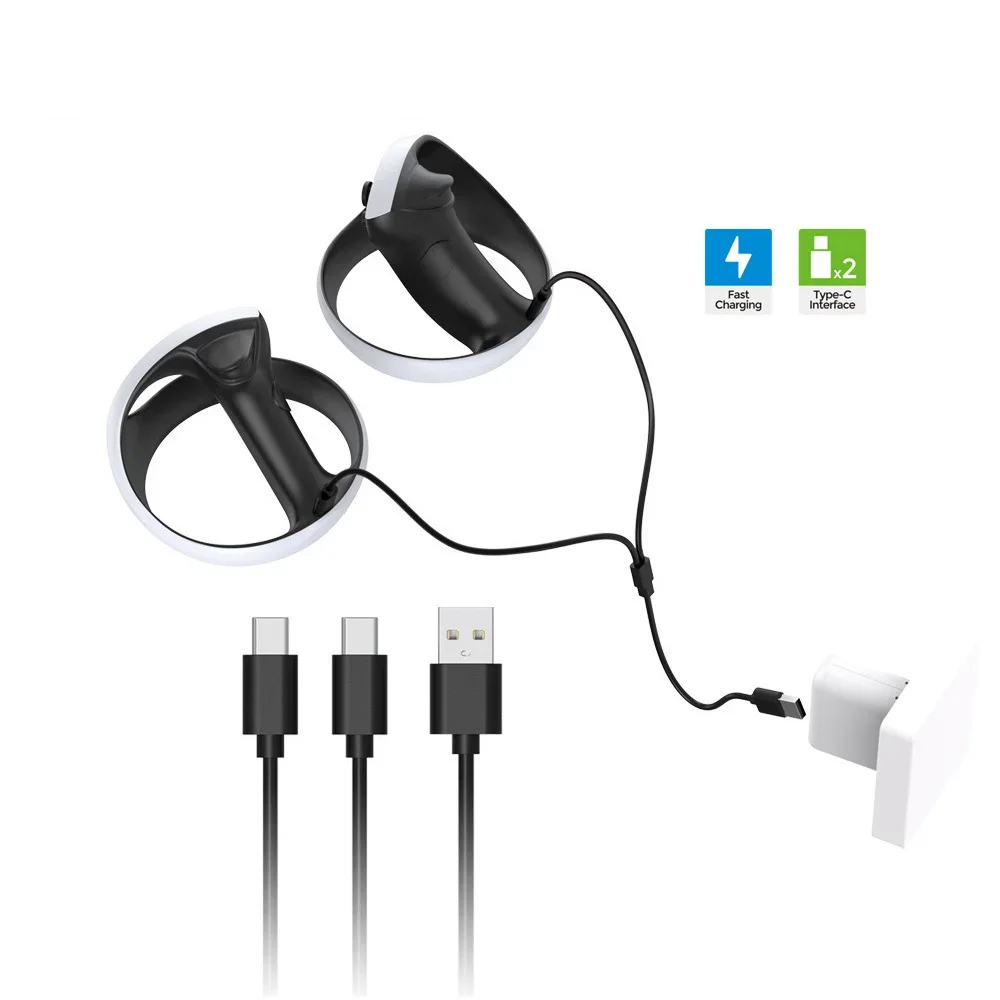 PS VR2 컨트롤러 충전기용 충전 케이블 스위치/ PS5/PSVR2 핸들 액세서리용 2-in-1 USB Type-C 인터페이스 데이터 라인
