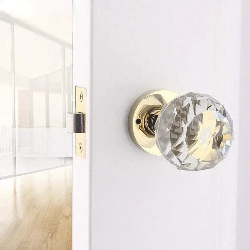 

Crystal glass globe handle lock Light luxury Keyless bathroom door lock Indoor mute single tongue door locks Household hardware