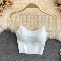 Women Crop Tops Sexy Solid Color Camisole Ice Silk Tube Top Seamless Sports Tank Top Wireless Underwear Padded Bra Bralette Vest - Image 5