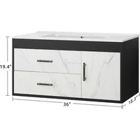 36 Inch Floating Bathroom Vanity with Sink, Wall Mounted Bathroom Vanity, 2 Drawers and Soft Close System Cabinet 2