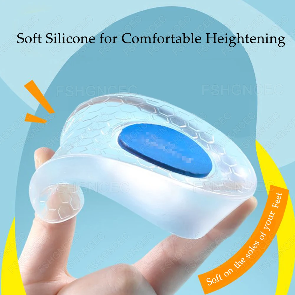 Silikon Höhe Erhöhen Einlegesohle Mann Frau Ferse Lift Einsatz Weiche Gel Schuhe Pads Unsichtbare Erhöhung Vorlage Unisex Fuß Pads – Detail 2
