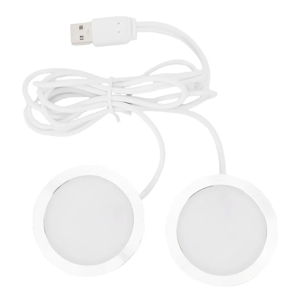 미니 듀얼 헤드 LED 스포트라이트 5V USB 전원 원형 언더 캐비닛 램프 3W CRI 90+ 언더 카운터 조명 주방 캐비닛