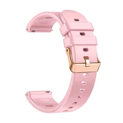 Rose Gold Buckle Silicone Wristband - 18mm Strap Bracelet for 18mm Universal (Pink 2)
