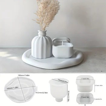 3pcs Silicone Storage Molds DIY Epoxy Resin Molds Handmade Plaster Concrete Cement Crafts Candle Holder Molds Home Decoration