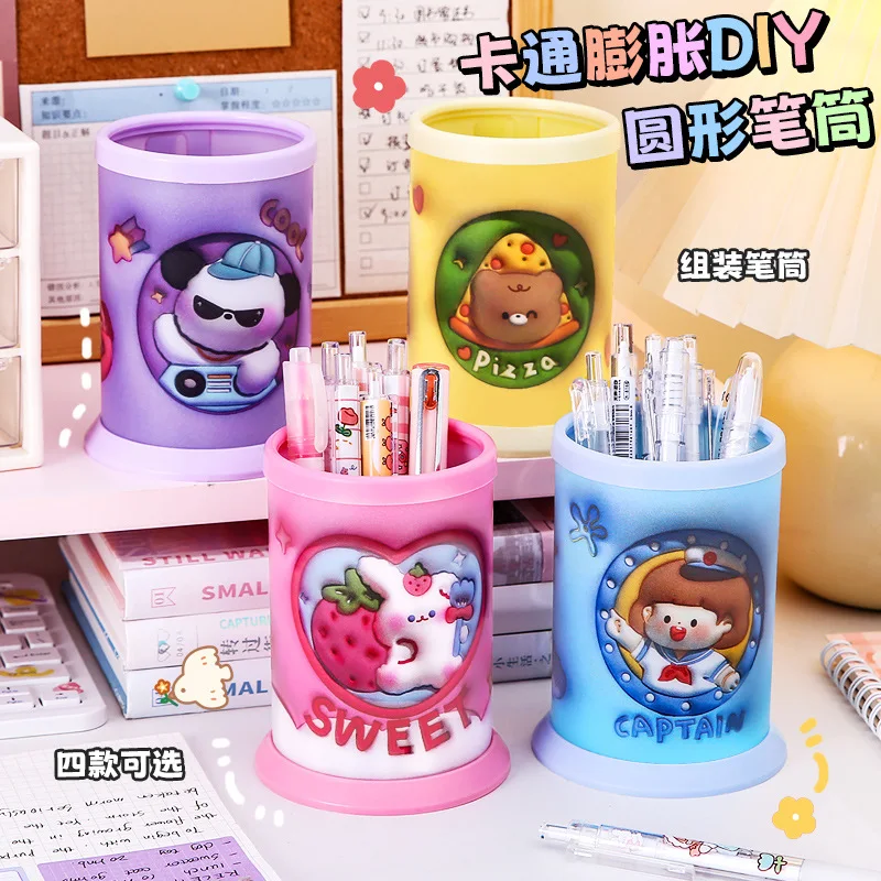 

24 pcs/lot Kawaii Rabbit Bear Dog Desktop Organizer Pen Holder Collapsible Pencil Holder Desk Accessories Office School Supply