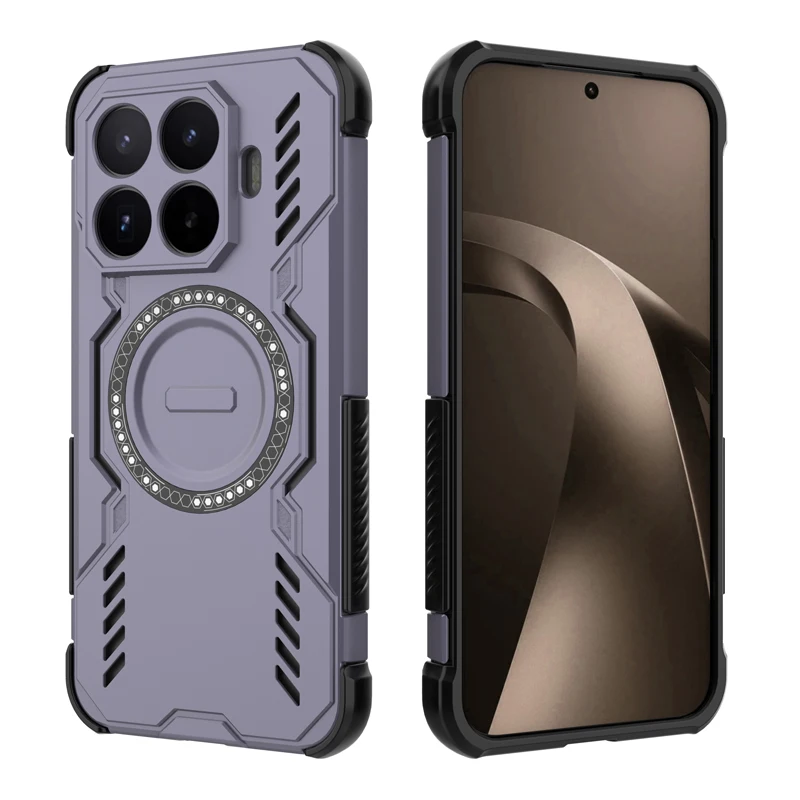 Magnetic Wing Shield Phone Armor Case - Hard PC + Soft TPU, Wireless Charging Compatible