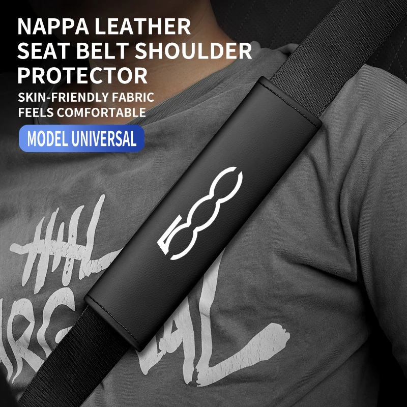 1PC Leather Car Seat Belt Shoulder Protector Cover Safety Belt Padding Pad For Fiat 500 500C 500X 500L Car Accessories seat belt protector safety belt shoulder guard