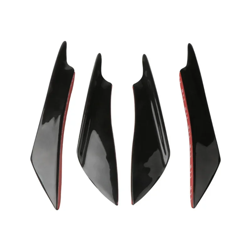 4pcs Universal Car Front Bumper Lip Fin Splitter Body Spoiler Canards Spoiler Car Tuning Canard Decor Black Carbon Fiber