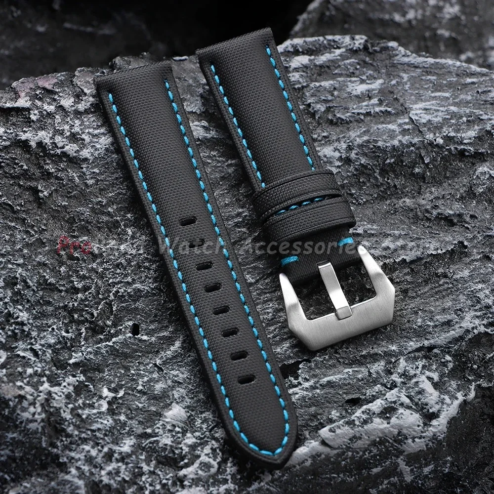 Premium Genuine Sailcloth Waterproof Watch Band with Stitching Details