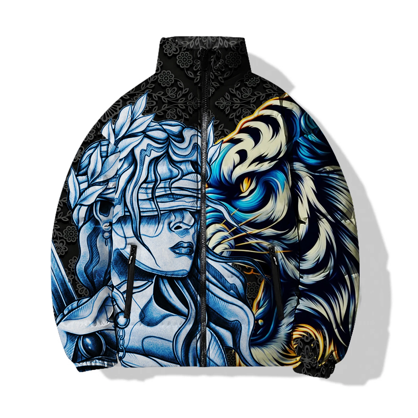thumbnail image 1 of Abrigos de invierno para hombre, moda para hombre, nuevos abrigos de plumas, abrigo cálido para hombre, estampado 3D, ropa fresca de tigre para hombre 2024, duradero y resistente al frío, 1 of 4