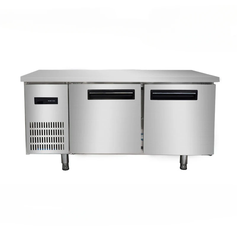 

Верстак для холодильника с воздушным охлаждением, 180 литров, платформа из нержавеющей стали с двумя дверцами, Горизонтальный Шкаф для холодильника, коммерческий