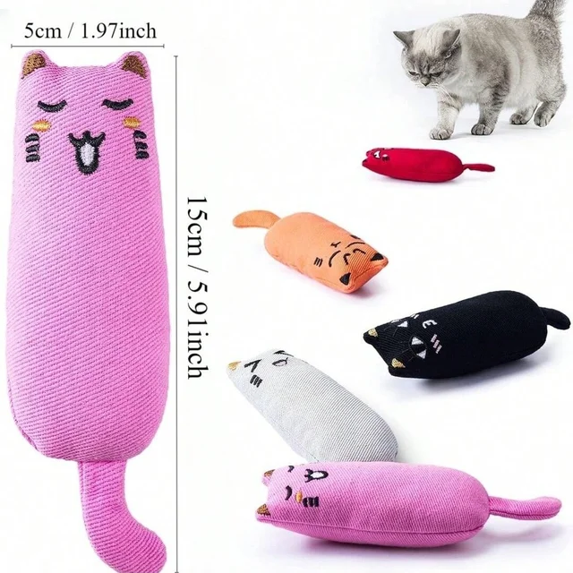 Bite Resistant Catnip Toy for Cats,Catnip Filled Cartoon Mice Cat Teething Chew Toy 2