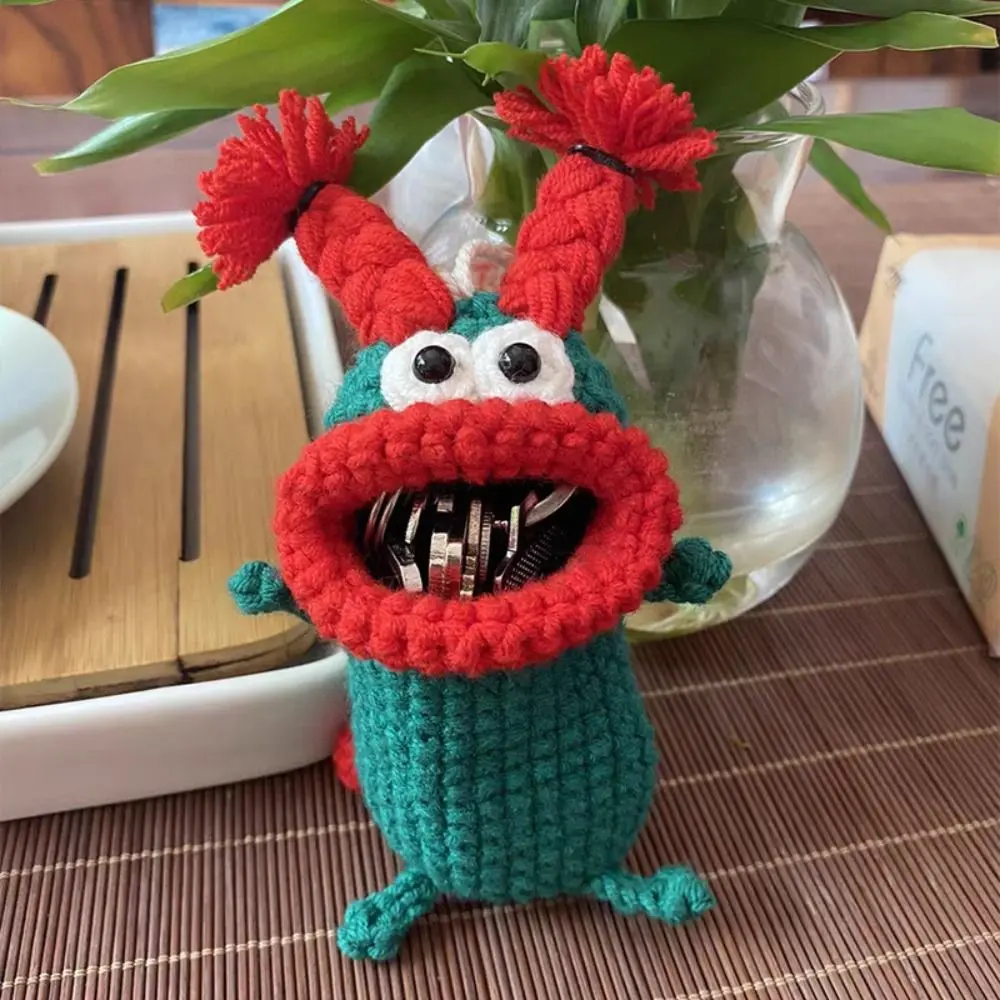 Gift Car Key Clothes Women Key Chain Hand Woven Wool Bag Knitting Case Sausage Mouth Bag Big Mouth Pendant key case key holder key organizer key purse