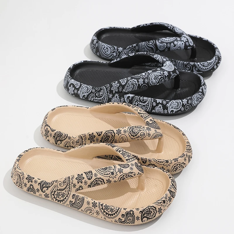 Summer Women Comfort Flip-Flop Leopard Soft Thick-Soled Cloud Slippers Travel Vacation Beach Shoes New Women Sandals 2