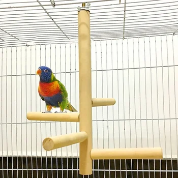 Animale domestico Pappagallo Uccello 4 strati Fasi Giocattoli Scaletta rotante in legno naturale Accessori per gabbie per parrocchetti Altalena Giocattolo per esercizi Accessori per uccelli