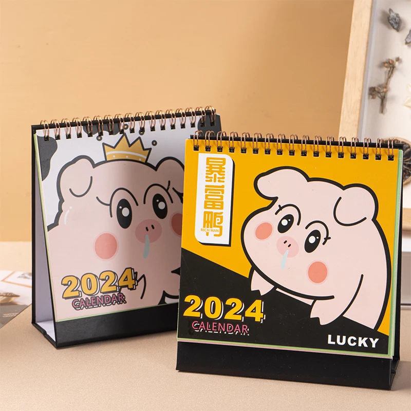 

2024 Cute Cartoon Animal Standing Flip Desktop Calendar Mini Desk Calendar Daily Monthly Planning For Home Desk Decoration