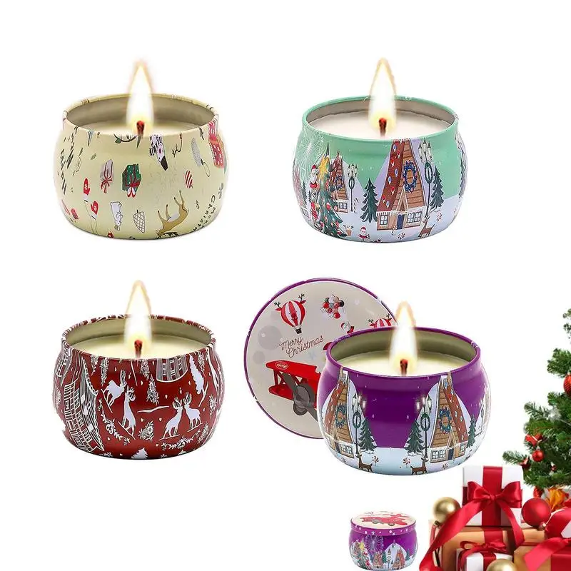 

Christmas Candle Set 4pcs Small Candles Set For Christmas Decorative And Healthy Long Lasting Mini Scented Candles For Yoga Room